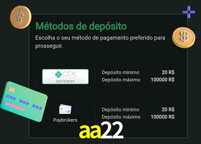 O cassino aa22 oferece uma grande variedade de métodos de pagamento